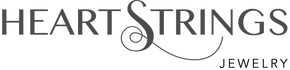 Heartstrings Jewelry word logo in dark grey on a white background