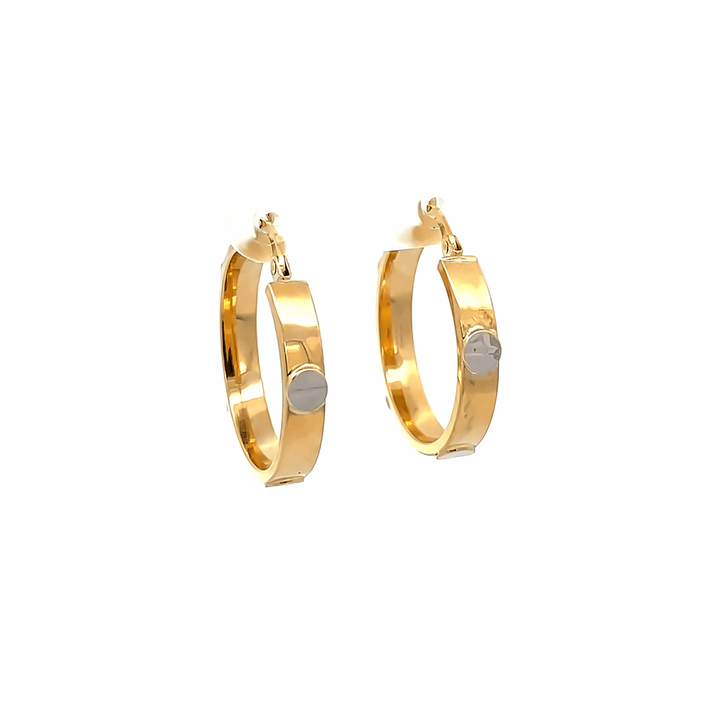 Gold round hoops with screw accents