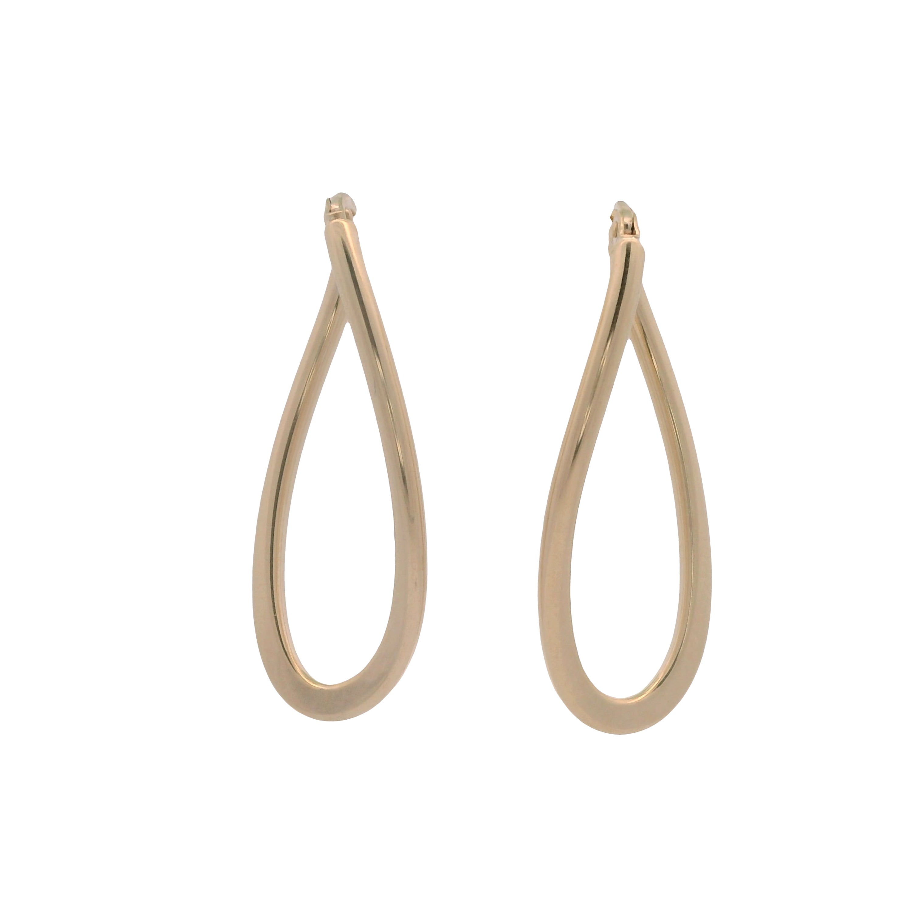 Gold hoop earrings on a white background