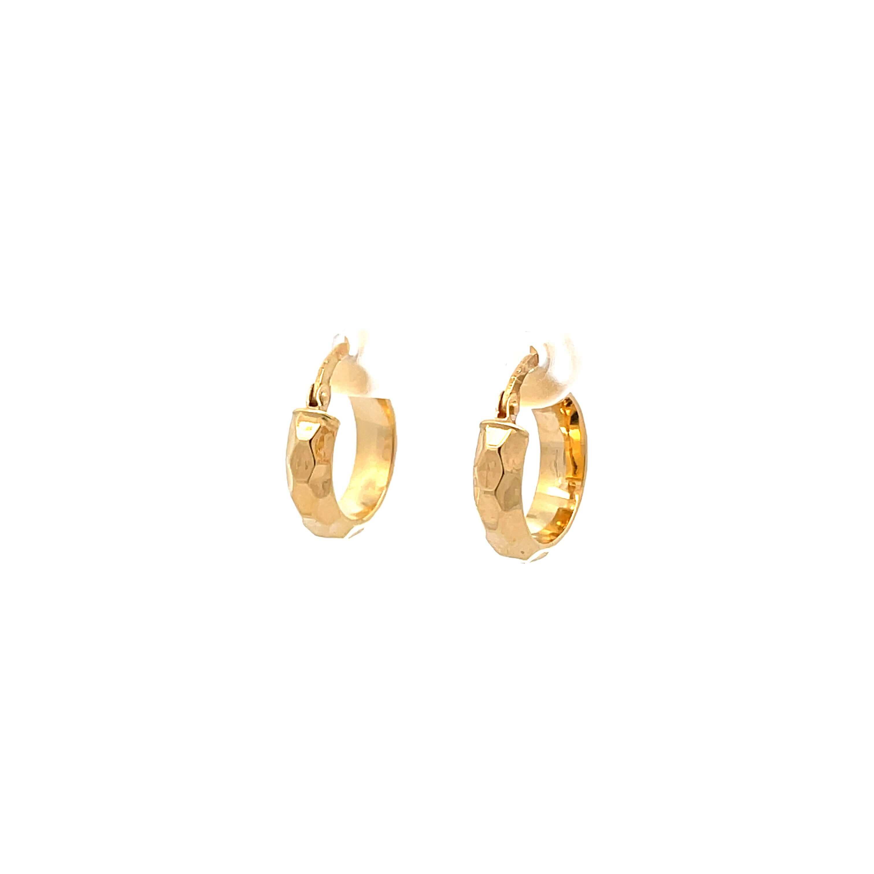 Gold Honeycomb hoop earrings on a white background