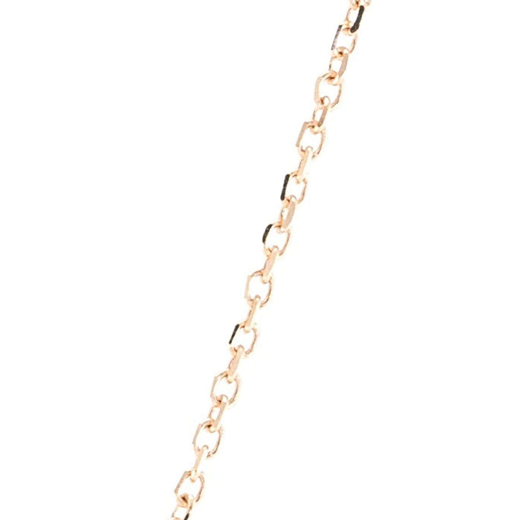 14k rose gold diamond cut rolo chain section on a white background