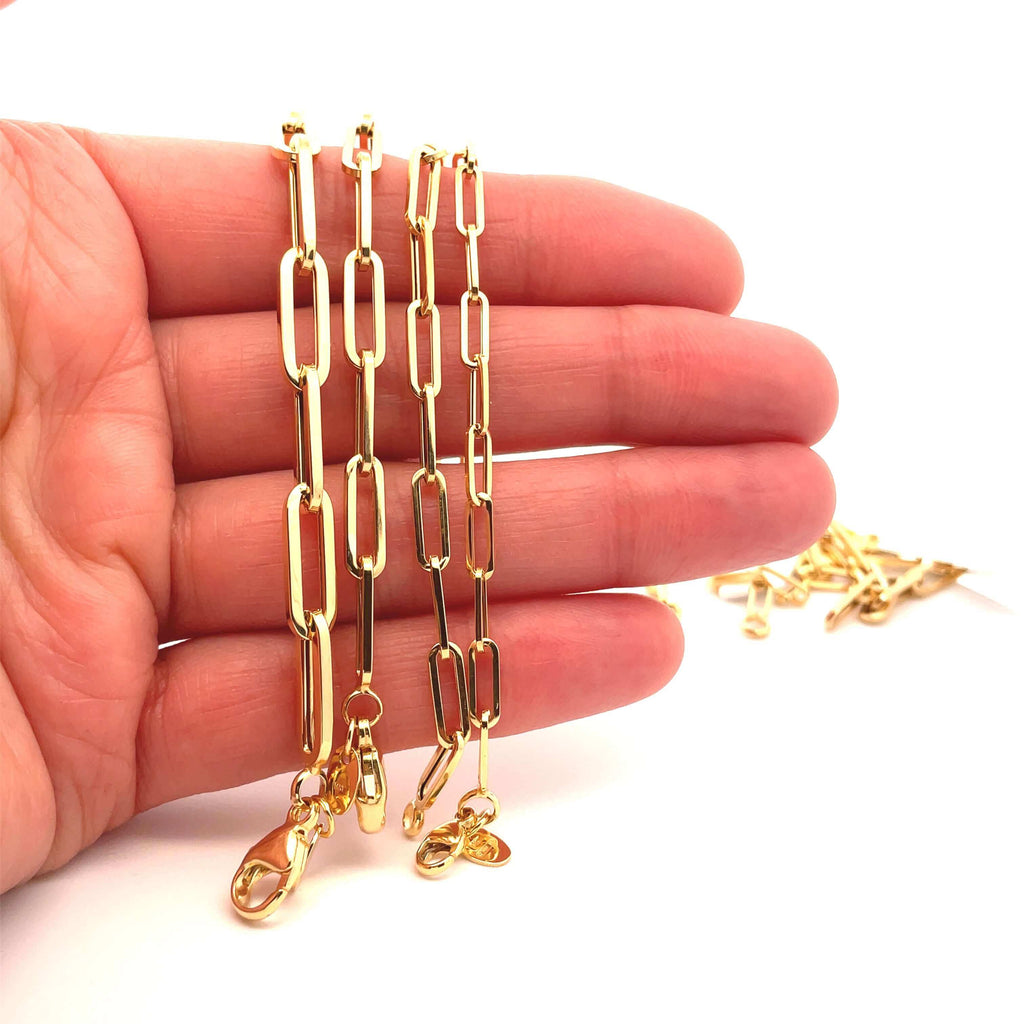 4 sizes of 14k gold brazen paperclip chains